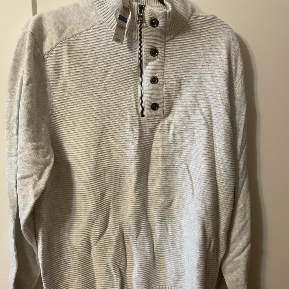 Men's Gray Sweater with Button Collar